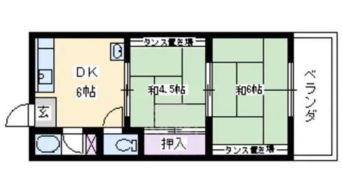 上中条ハイツ【1階】の間取り