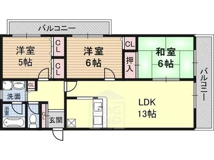メルボルン真砂【4階】の間取り
