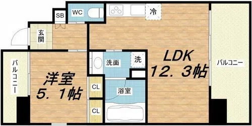プレジオ阿波座【3階】の間取り