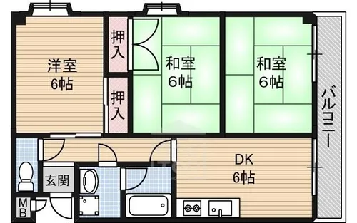 ハピネスハイツ【6階】の間取り