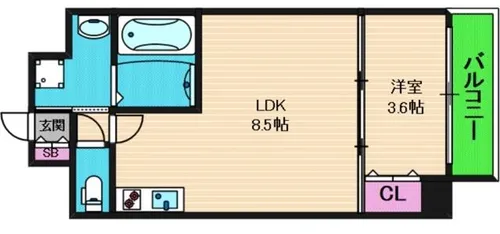 クローバー・グランデ玉造【5階】の間取り