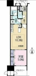 ラシュレ北浜【1505号室】の間取り