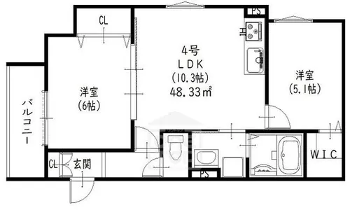 2LDKの間取り画像