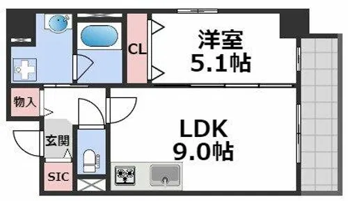 huit arbre上町台【5階】の間取り