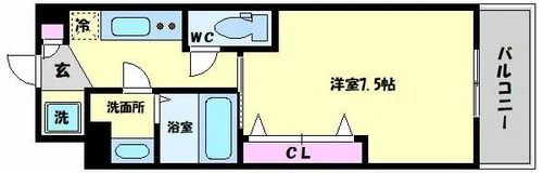 ラグゼ弁天町【3階】の間取り