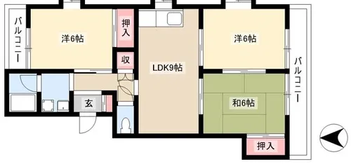 サンライズ藤【2B号室】の間取り