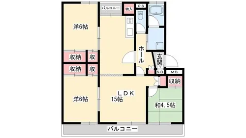 西新在家マンション【2階】の間取り