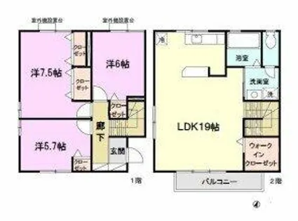ラプロヴァンスG棟【1号室】の間取り