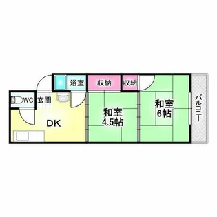 土師ノ里第二サンハイツ【204号室】の間取り