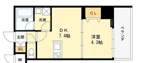 ヴィーナス今里【7階】の間取り