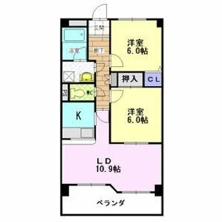 第6田中ビル【102号室】の間取り