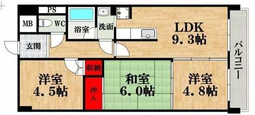 アーデンコート西長堀【3階】の間取り