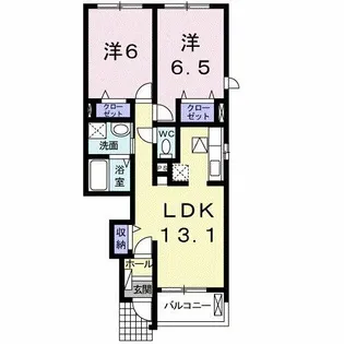 ラ・エスト ソレイユ【1階】の間取り