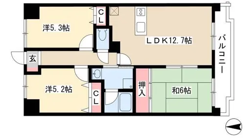 パームスプリングス【7階】の間取り