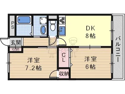 大阪府大阪市住吉区杉本1丁目【マンション】の間取り