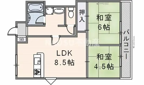 大阪府東大阪市西石切町4丁目【マンション】の間取り