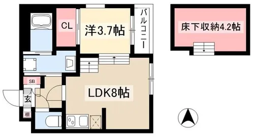 ハーモニーテラス旗屋【2階】の間取り