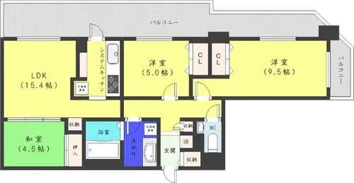 知事公館前タワーレジデンス【20階】の間取り