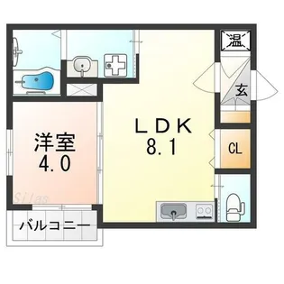 ローズガーデン矢田【1階】の間取り