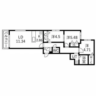 KCU参番館【2階】の間取り