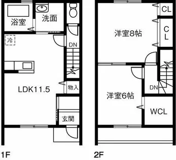 愛知県岡崎市羽根北町5丁目【テラスハウス】の間取り