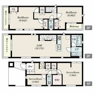 愛知県名古屋市瑞穂区洲山町3丁目【一戸建】の間取り