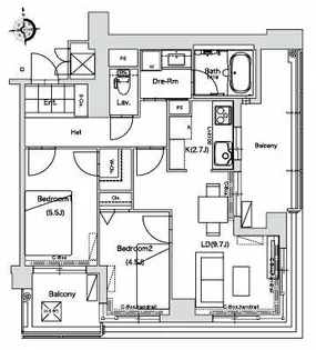 アメックス姪浜ステーションタワー【8階】の間取り