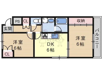 大阪府大阪市東住吉区北田辺2丁目【マンション】の間取り