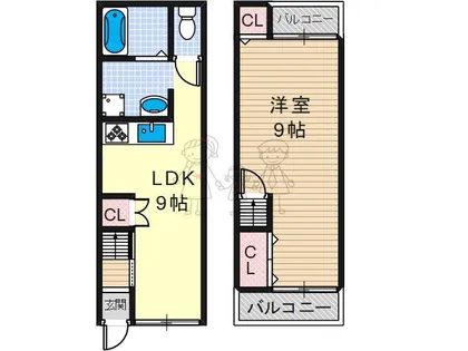 大阪府堺市東区西野【テラスハウス】の間取り