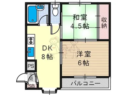 ジョイテル西田辺Ⅱ【3階】の間取り