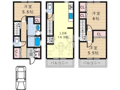大阪府大阪市住吉区清水丘2丁目【一戸建】の間取り