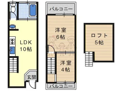 大阪府大阪市住吉区大領5丁目【テラスハウス】の間取り