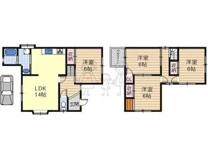 大阪府富田林市錦織南2丁目【一戸建】の間取り
