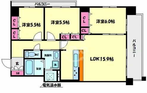 フォレステージュ谷町【12階】の間取り