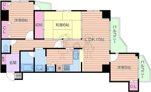 日宝ロイヤルハイツ桑津【9階】の間取り