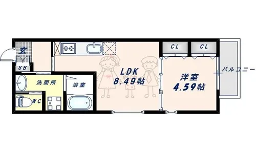 大阪府大阪市住吉区沢之町2丁目【アパート】の間取り