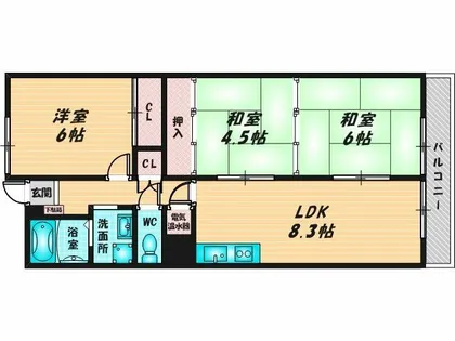 フローラ長田【7階】の間取り