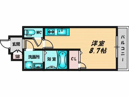 エストゥルースプラスサウス大阪【6階】の間取り