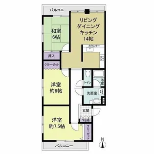 ラ・フォーレ大蓮【3階】の間取り