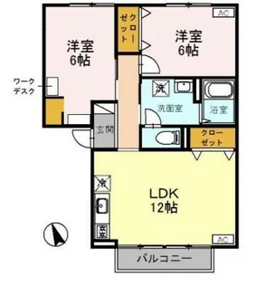 フレマリール八代 B棟【B202号室】の間取り
