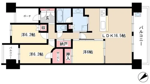 ラグナヒルズレジデンスエア【10号室】の間取り