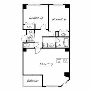 シェソワ滝川【3階】の間取り