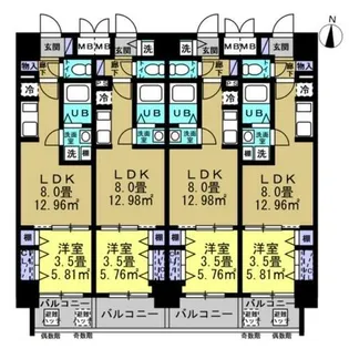 リアライズ南巽【12階】の間取り