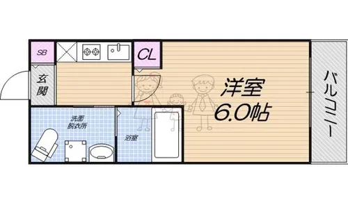 大阪府大阪市阿倍野区北畠1丁目【マンション】の間取り