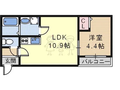 大阪府大阪市住吉区山之内1丁目【アパート】の間取り