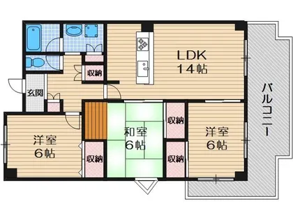 大阪府茨木市沢良宜西1丁目【マンション】の間取り