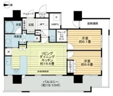エルザグレース堀江タワー【2305号室】の間取り