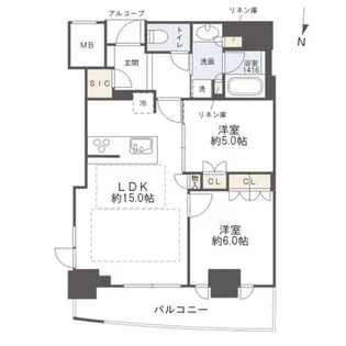 大阪ひびきの街ザ・サンクタスタワー【1815号室】の間取り