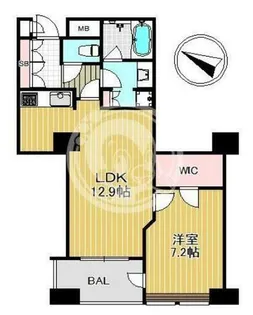 ディーグラフォート大阪N.Y.タワーHIGOBASHI【13階】の間取り
