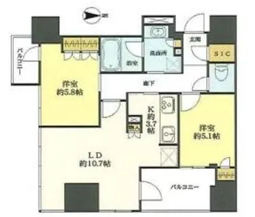 ローレルタワー御堂筋本町【13号室】の間取り